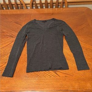 Takeout Charcoal Long Sleeve V-Neck Top